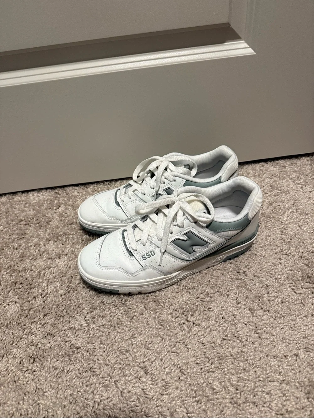 New Balance 550 White with Light Grayish-Blue Accents